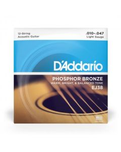 D'Addario EJ38 12-String Phosphor Bronze Acoustic Guitar Strings, Light, 10-47