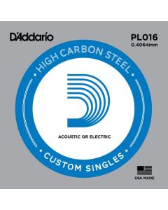 D'Addario PL016 Plain Steel Guitar Single String, .016