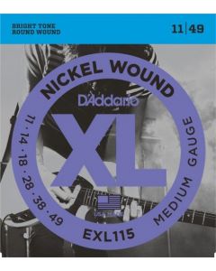 D'Addario EXL115 Nickel Wound Electric Guitar Strings, Medium/Blues-Jazz Rock, 11-49