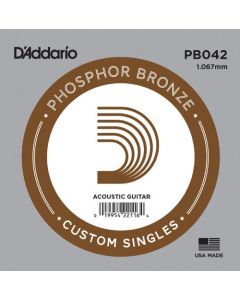 D'Addario PB042 Phosphor Bronze Wound Acoustic Guitar Single String, .042