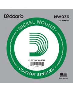 D'Addario NW036 Nickel Wound Electric Guitar Single String, .036