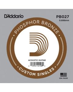 D'Addario PB027 Phosphor Bronze Wound Acoustic Guitar Single String, .027