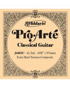 D'Addario J4403C Pro-Arte Composite Classical Guitar Single String, Extra-Hard Tension, Third String