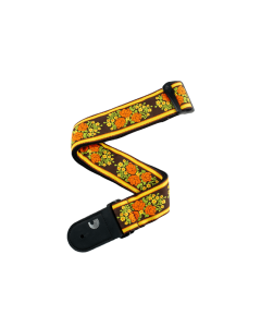 D'Addario Woven Guitar Strap, Peace Love - Brown and Yellow