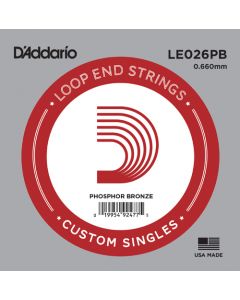 D'Addario LE026PB Phosphor Bronze Loop End Single String, .026