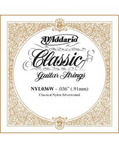 D'Addario NYL036W Silver-plated Copper Classical Single String, .036