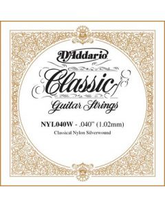 D'Addario NYL040W Silver-plated Copper Classical Single String, .040