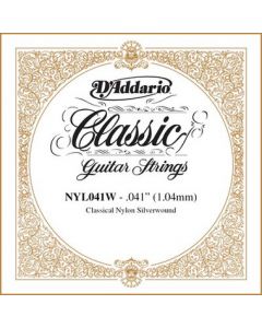 D'Addario NYL041W Silver-plated Copper Classical Single String, .041