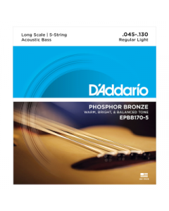D'Addario EPBB170-5 Phosphor Bronze 5-String Acoustic Bass Strings, Long Scale, 45-130