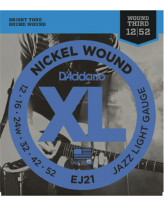 D'Addario EJ21 Nickel Wound Electric Guitar Strings, Jazz Light, 12-52