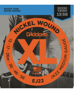 D'Addario EJ22 Nickel Wound Electric Guitar Strings, Jazz Medium, 13-56