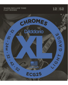 D'Addario ECG25 Chromes Flatwound Guitar Strings, Light 12-52