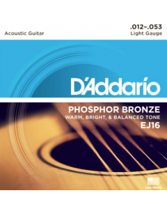 D'Addario EJ16 Phosphor Bronze Acoustic Guitar Strings, Light, 12-53 [3-pack]