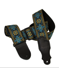 Franklin 2" Turquoise Retro Folk Weave Guitar Strap - Glove Leather End Tab