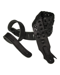 Franklin 2" Black Garment Leather Guitar Strap - Black Stitching