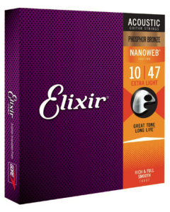 Elixir 16002 Phosphor Bronze Acoustic Guitar Strings [Extra Light Gauge]