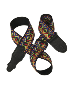 Franklin 2" Multi-Color Retro Folk Weave Guitar Strap - Glove Leather End Tab