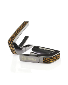 Thalia Black Chrome Capo Finish - Hawaiian Koa Celtic Knot